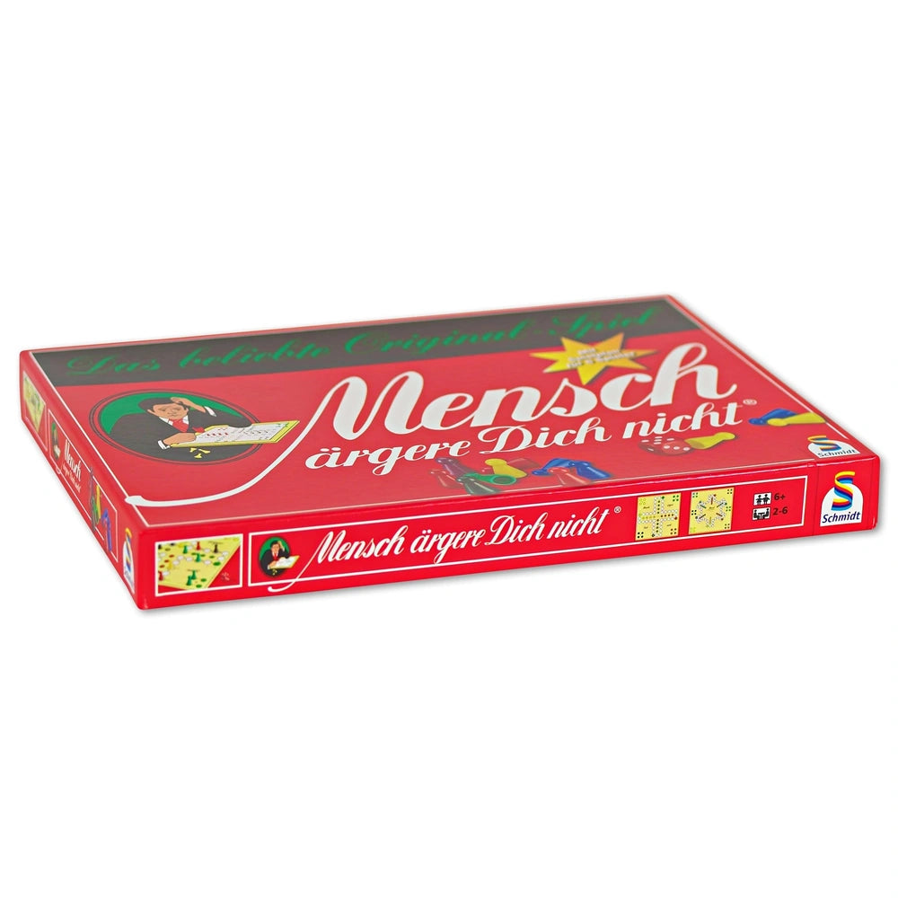 Schmidt Games Standard Edition box features a red glossy design with graphics, including a man's face, stars, and text in Ger