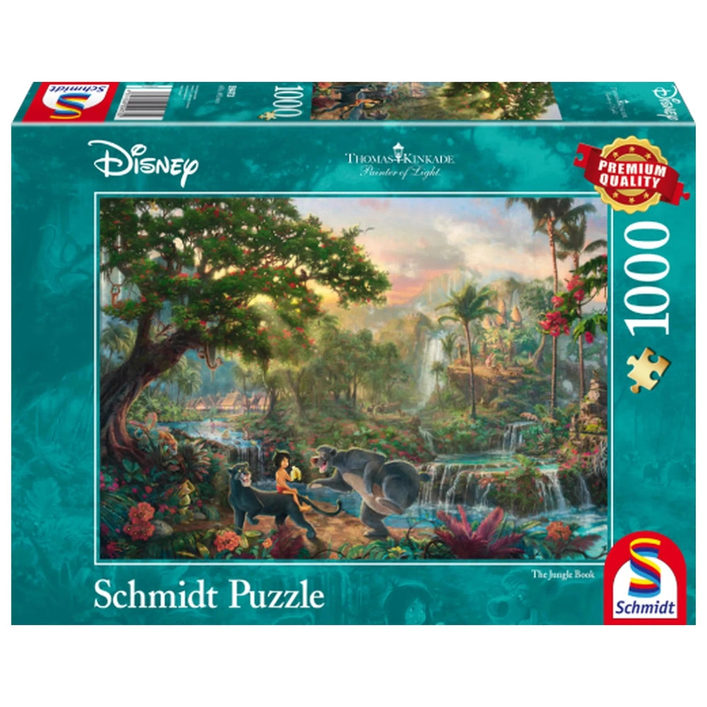 Schmidt Spiele Disney Jungle Book jigsaw puzzle box featuring a vibrant jungle scene with animals and tropical plants.