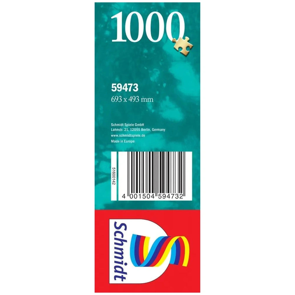 Schmidt Spiele Disney Jungle Book puzzle packaging features a green background, large "1000" text, and a colorful logo.