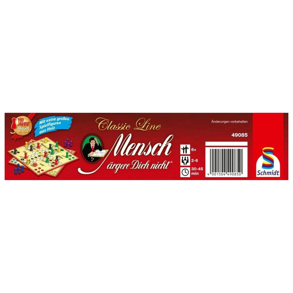 Schmidt Spiele's Don't Get Angry board game packaging features vibrant red, white, and yellow colors with illustrations of ga