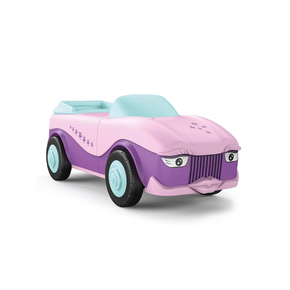 Siku Betty Blinky toy car features a pink body with purple accents, a blue roof, and black wheels with blue centers.