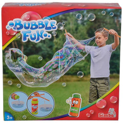 Simba Bubble Fun Giant Balls Set packaging featuring a boy playing with a bubble wand surrounded by floating bubbles.