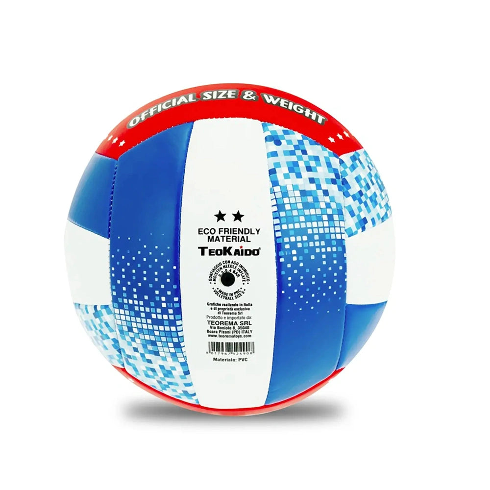 TeoKaido Italia Flag Volleyball features a vibrant design in blue, white, and red, made from synthetic material for optimal p