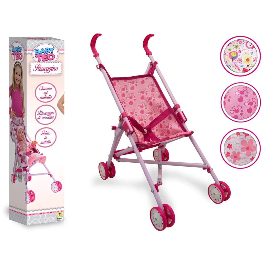 Teorema 2in1 Adjustable Art Easel in pink with playful design, featuring a heart-patterned seat and a glossy packaging.