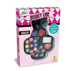 Teorema - Miss Carina Makeup Set features a glossy pink box with diamond patterns and a heart-shaped cutout showcasing the pr