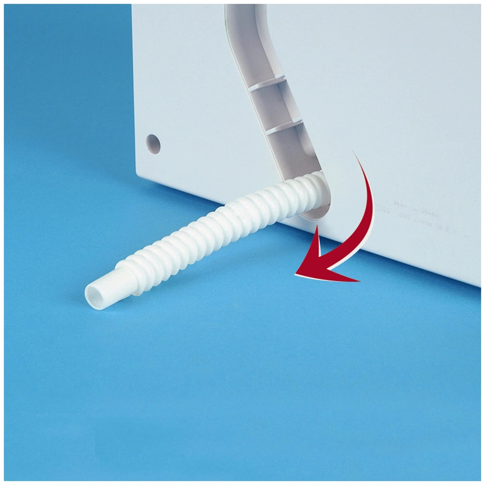 Theo Klein Miele washing machine toy features a white cylindrical tube with a red arrow, set against a blue background.