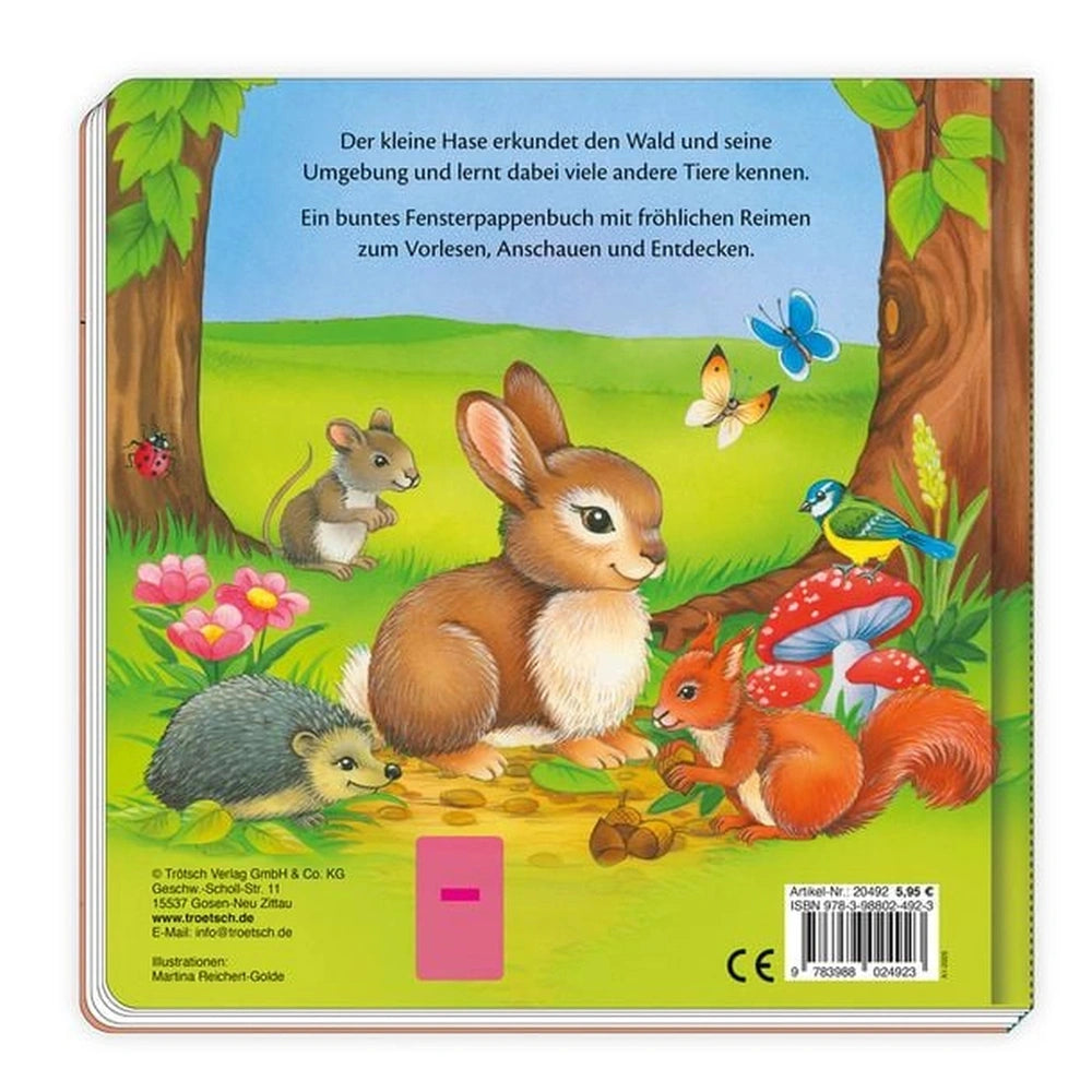 TROTSCH Little Rabbit Window Book cover features vibrant animals in a natural setting, inviting children to explore adventure