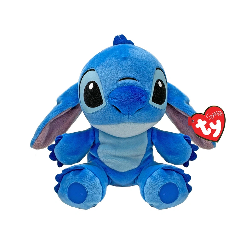 TY - Beanie Babies Stitch from Disney, a soft plush toy with vibrant colors and expressive features, on a plain white backgro