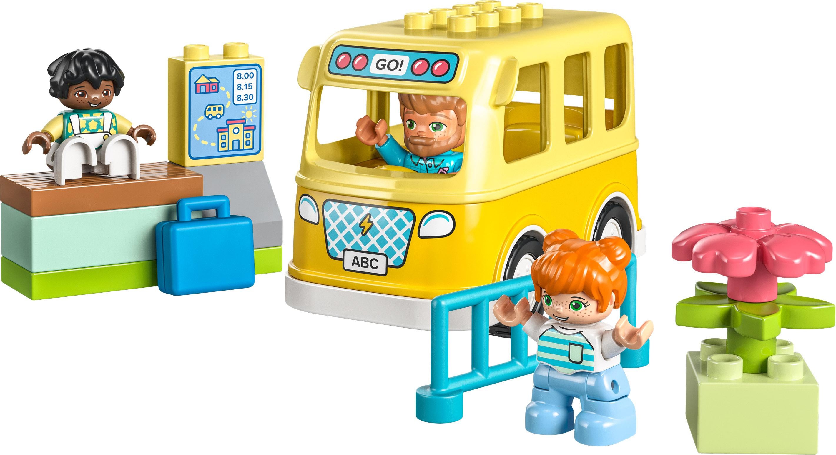 LEGO 10988 DUPLO The Bus Ride Set, Learning Toy To Help Build Social and Fine Motor Skills, with Vehicle and Figures, Preschool Educational Gift for 2+ Years Old, Toddlers, Boys and Girls