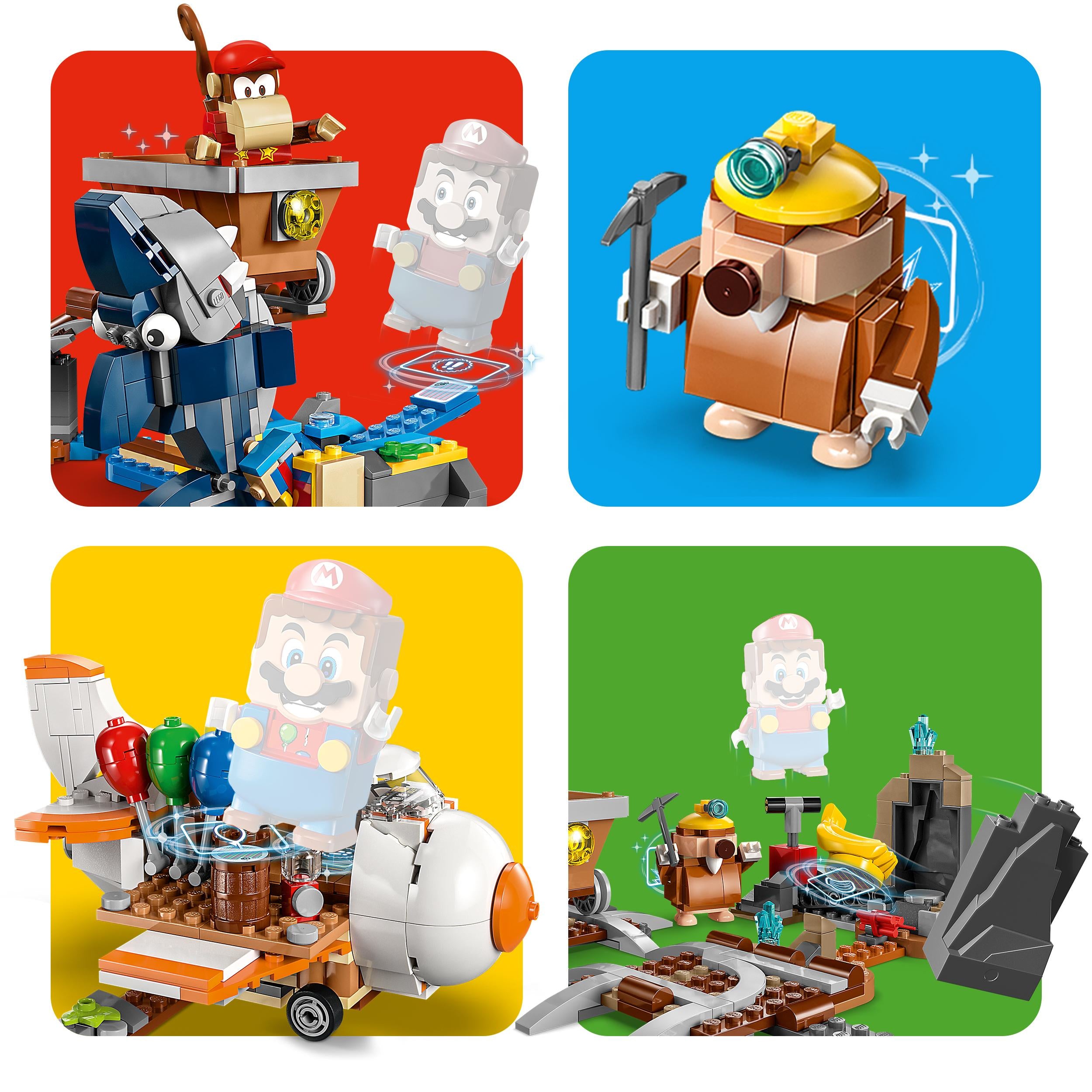 LEGO 71425 Super Mario Diddy Kong's Mine Cart Ride Expansion Set, Build and Play an Iconic Game Level with Toy Track Challenge, Buildable Aeroplane and 4 Character Figures, For Kids, Boys, Girls