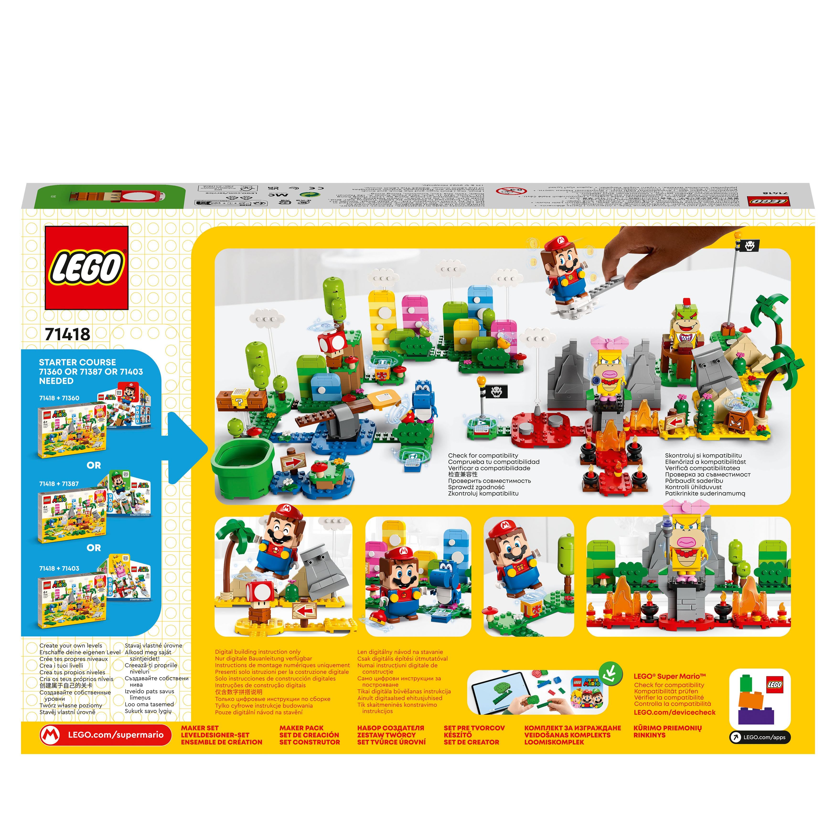 LEGO 71418 Super Mario Creativity Toolbox Maker Set, Create Your Own Levels with Figures, Grass, Desert and Lava Builds, Starter Course Expansion, Toy Gift Idea for Kids 6 Plus