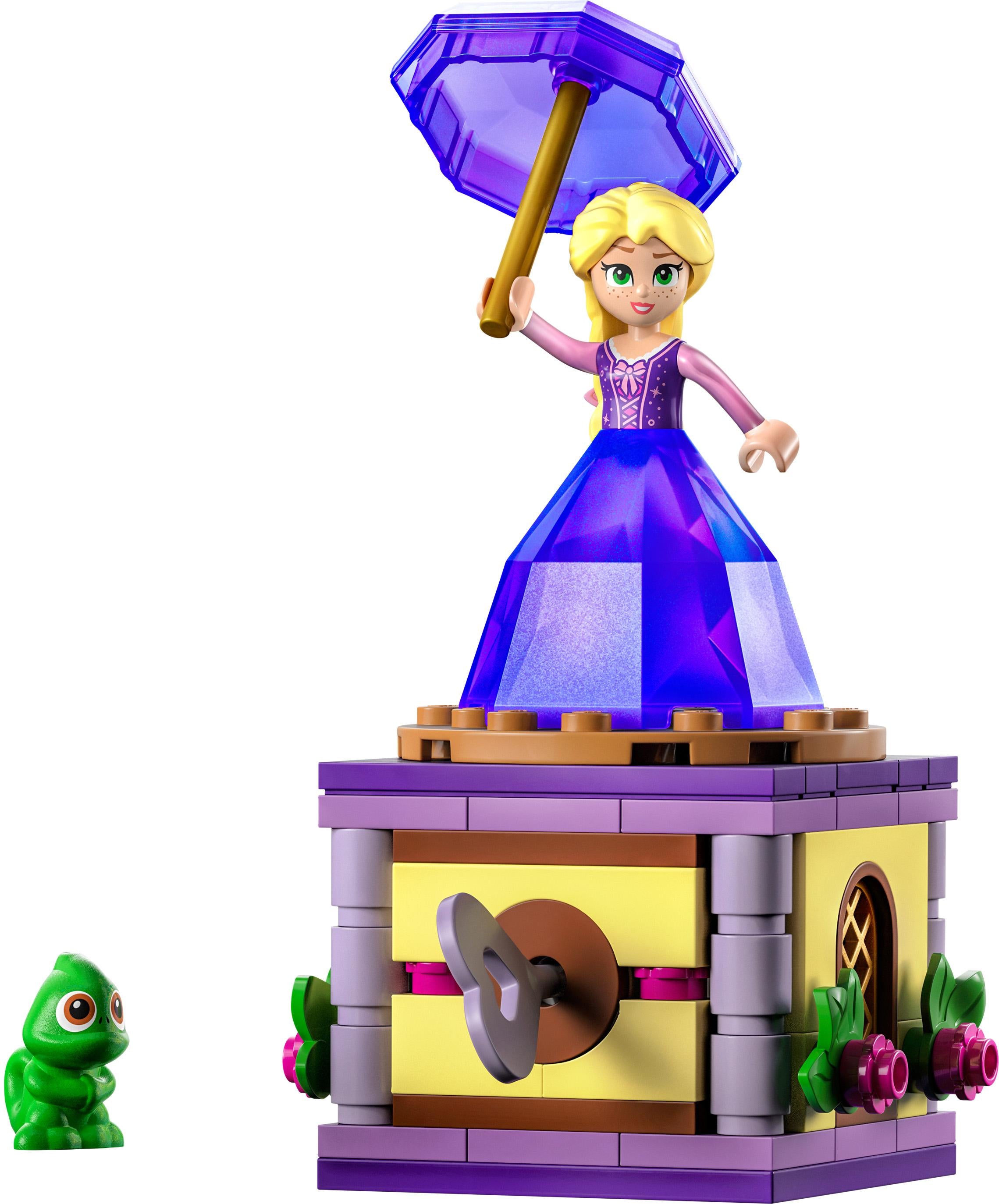 LEGO 43214 Disney Princess Twirling Rapunzel Buildable Toy with Diamond Dress Mini-Doll and Pascal the Chameleon Figure, Collectible Toys for Girls & Boys