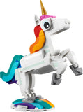 LEGO 31140 Creator 3 in 1 Magical Unicorn Toy to Seahorse to Peacock, Rainbow Animal Figures, Unicorn Gift for Girls and Boys, Buildable Toys