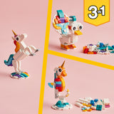 LEGO 31140 Creator 3 in 1 Magical Unicorn Toy to Seahorse to Peacock, Rainbow Animal Figures, Unicorn Gift for Girls and Boys, Buildable Toys