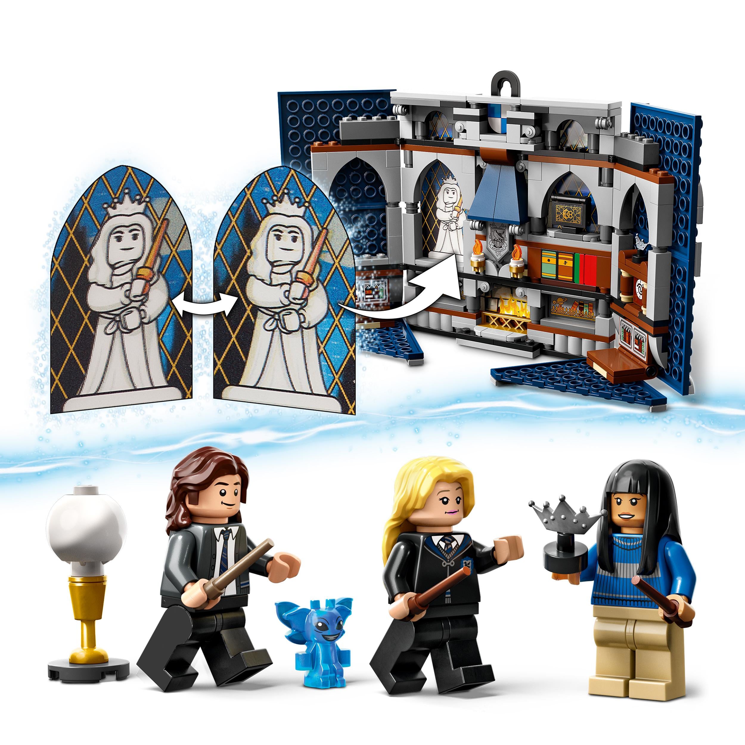 LEGO 76411 Harry Potter Ravenclaw House Banner, Hogwarts Castle Common Room Toy or Wall Display with Luna Lovegood Minifigure, Collectible Travel Toys