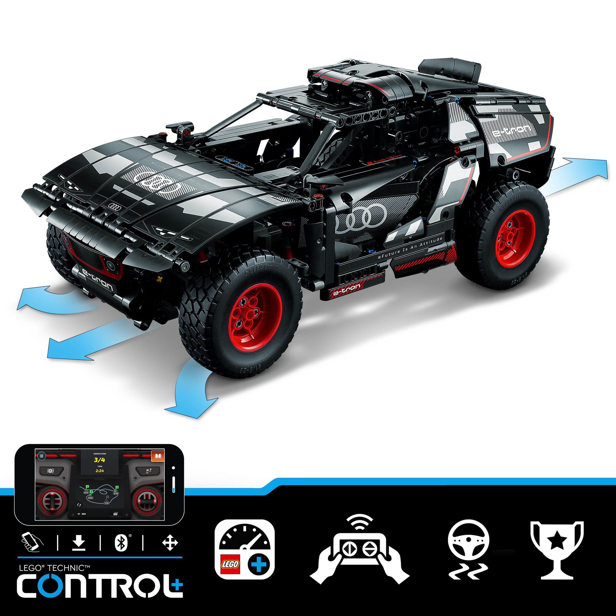 LEGO 42160 Technic Audi RS Q e-tron Remote Control Rally Car Toy, Dakar Rally Off-Road Car Model, App-Controlled RC with CONTROL+, Gift Idea for Boys, Girls and Fans Aged 10 Plus to Build