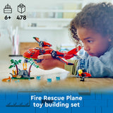LEGO City Fire Rescue Plane Toy for 6 Plus Year Old Boys, Girls and Kids Who Love Imaginative Play, Airplane Emergency Vehicle Playset Includes 3 Minifigures, Birthday Gift Idea 60413