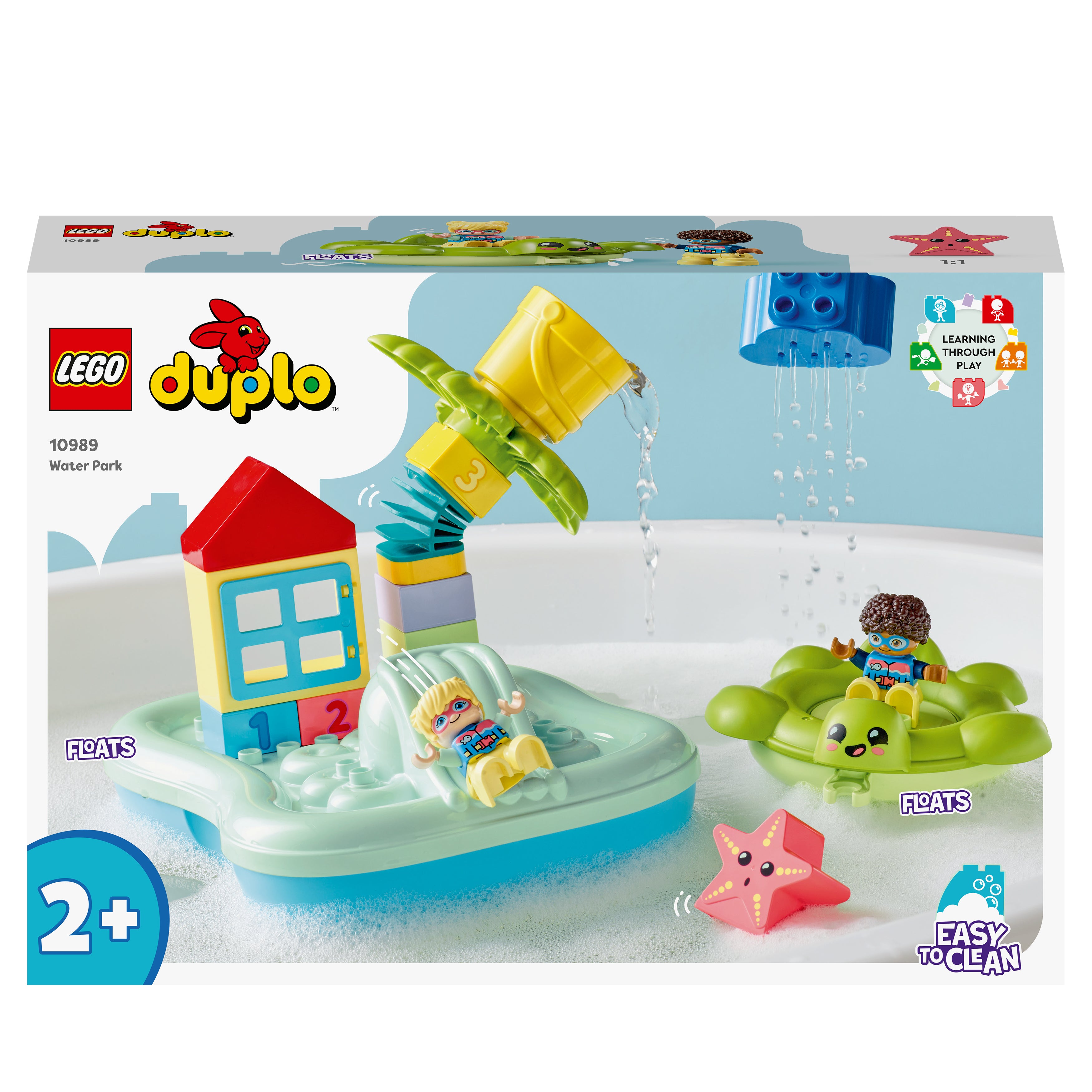 LEGO 10989 DUPLO Water Park Bath Toy for Toddlers Aged 2+ Years Old, with Floating Island, Turtle and Star Fish Sea Animal Figures, Easy to Clean Bathtub Water Toys