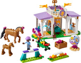 LEGO 41746 Friends Horse Training Pony Stable Set with 2 Toy Horses, Aliya and Mia Mini-Dolls, Animal Care Gift for Kids, Girls and Boys Aged 4 Plus