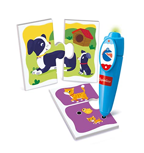 Clementoni - Sapientino interactive puppies - electronic educational game talking pen (batteries included) for learning, flashcards animals, children 2+ years, made in italy, multicolor, medium, 16380