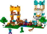 LEGO 21249 Minecraft The Crafting Box 4.0, 2in1 Playset; Build River Towers or Cat Cottage, with Alex, Steve, Creeper and Zombie Mobs Figures, Action Toys for Kids, Boys, Girls