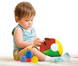 Clementoni 17689 sensory colorful clemmy bricks, 6 months, activity ball with soft constructions, 100% washable, made in italy, multi-colored, medium
