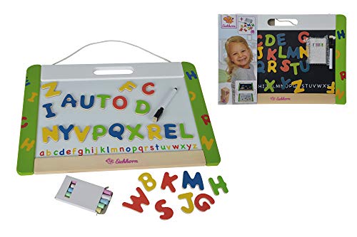 SIMBA - Eichhorn 100002577 board 42 x 30 cm with 26 magnetic wooden letters 5 chalks and 1 foil pen, colourful
