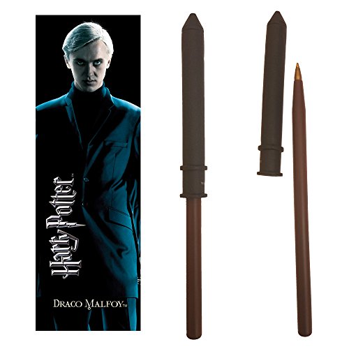 The Noble Collection Harry Potter Draco Malfoy Wand Pen and Bookmark - 9in (23cm) Stationery Pack - Officially Licensed Film Set Movie Props Wand Gifts