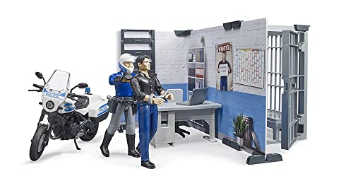 Bruder - Bruder bWorld Police Station with Police Motorcycle and Figure - Mod:62732