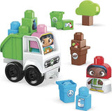MATTEL  - Mega bloks green town sort & recycle squad - buildable recycling truck with 18 big building blocks - 2 characters - recycling props - gift for kids 1+