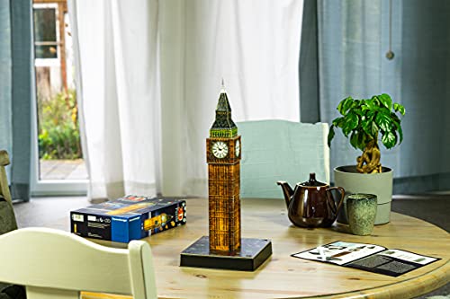 Ravensburger big ben 3d jigsaw puzzle for adults and kids age 8 years up - night edition with led lighting - 216 pieces - london, england