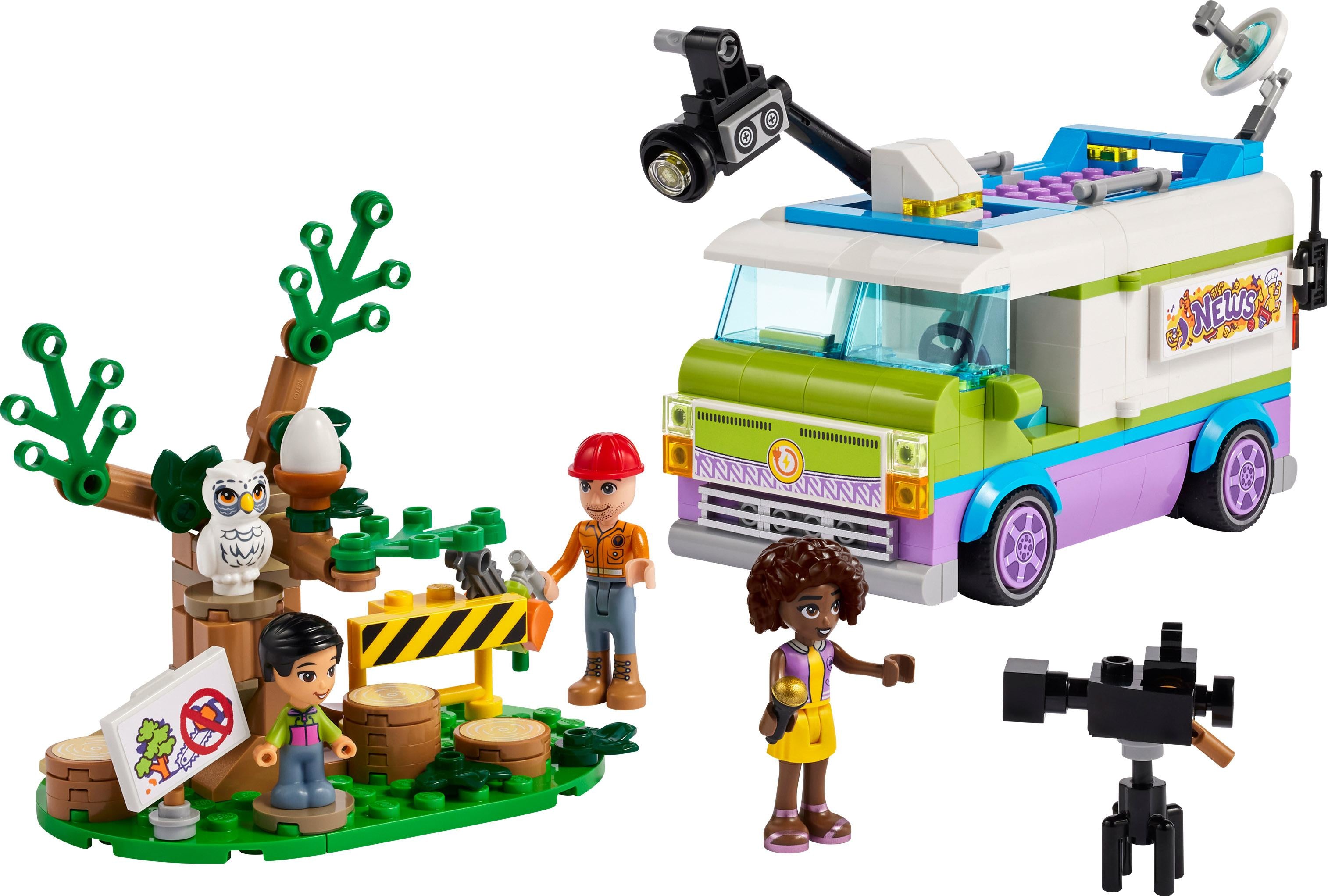LEGO 41749 Friends Newsroom Van, Animal Rescue Playset, Pretend to Film and Report News with Toy Truck, Owl Figure and Aliya Mini-Doll, Gift for Girls, Boys and Kids 6 Plus Years Old