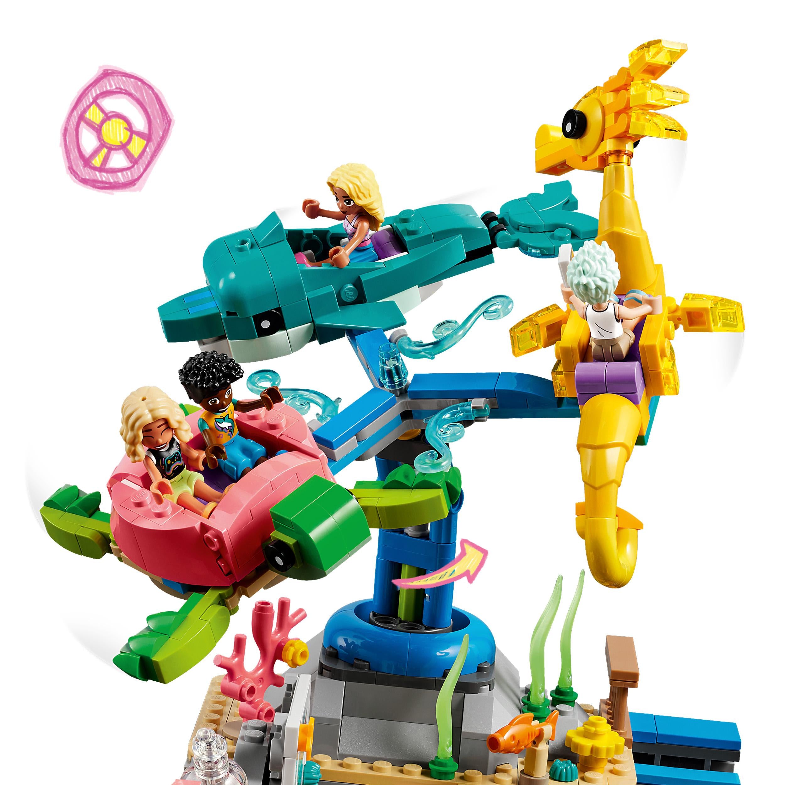 LEGO 41737 Friends Beach Amusement Park, Fun Fair Advanced Building Set with Technic Elements, Dolphin, Turtle, Seahorse Merry-Go-Round and Wave Machine, Toy for Kids 12 Plus and Teenagers