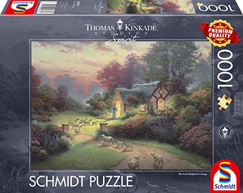Schmidt Spiele 59678 Thomas Kinkade Spirit Cottage of The Good Shepherd Jigsaw Puzzle 1000 Pieces, Colourful