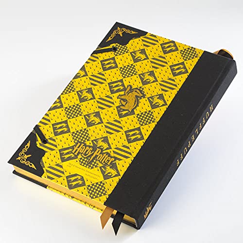 The Noble Collection Harry Potter Hufflepuff Journal - 9.75in (25cm) Hardbound Lined with Gilded Edges and Die Cast Enameled Crest - Officially Licensed Film Set Movie Props Gifts
