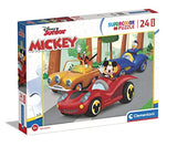 Clementoni 24229 disney mickey supercolor mickey-24 maxi pieces-made in italy, 3 years old children’s, cartoon puzzles, mouse, multicolour, medium