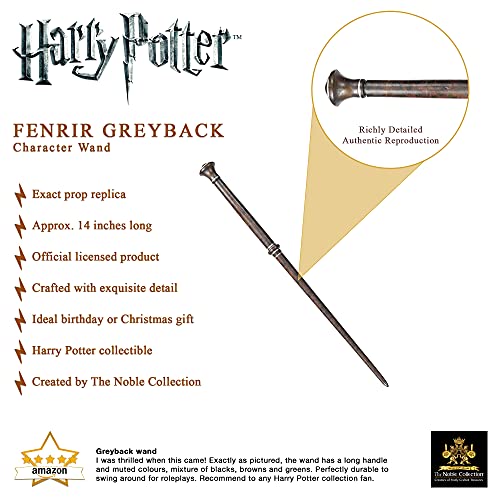 The Noble Collection - Fenrir Greyback Character Wand - 14in (35cm) Wizarding World Wand With Name Tag - Harry Potter Film Set Movie Props Wands