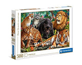 Clementoni 35126 collection-wild cats-500 made in italy, 500 pieces puzzles, animals, fun for adults, multicolour, medium
