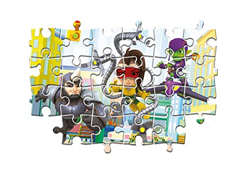 Clementoni 24794 supercolor spidey and his amazing friends-2x20 (includes 2 20 pieces) -made in italy-kids 3 years, spiderman, cartoon puzzles, multicolour, medium