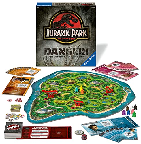 Ravensburger jurassic park danger, strategy game, 2-5 players, recommended age 10+, board game, italian version