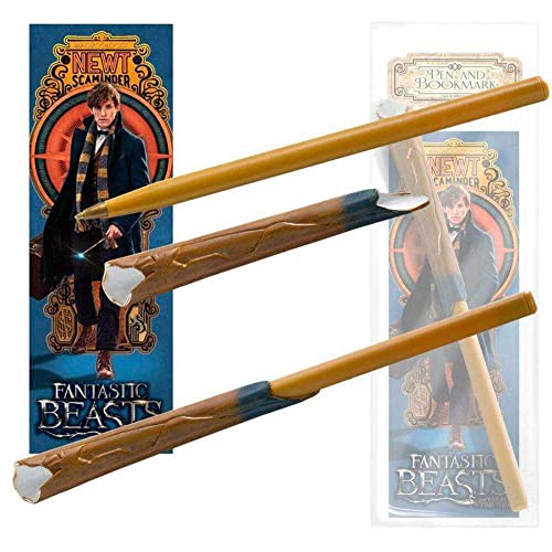 The Noble Collection Fantastic Beasts Newt Scamander Wand Pen and Bookmark - 9in (23cm) Officially Licensed Film Set Movie Props Wand Gifts Stationery