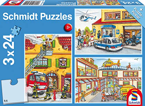Schmidt Fire Brigade and Police Jigsaw Puzzle Set (3 x 24-Piece)