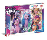 Clementoni 25738 my little pony supercolor pony-104 pieces-made in italy, 6 years old, cartoon, children’s animal puzzles, multicolour, medium