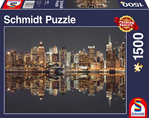 Schmidt Spiele SCH58382 New York Skyline at Night 1500 Piece Jigsaw Puzzle, Colourful