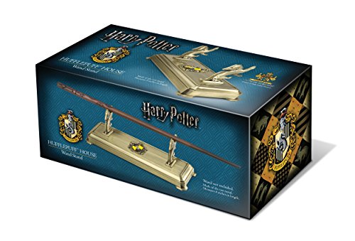 The Noble Collection Harry Potter Hufflepuff Wand Stand - 8in (20cm) Gold-Coloured Individual Wand Stand - Harry Potter Film Set Movie Props Wands Gifts