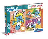 Clementoni 25276 supercolor smurfs-3x48 (includes 3 48 pieces) -made in italy, children 4 years, smurfs, cartoon puzzles, multicolour, medium