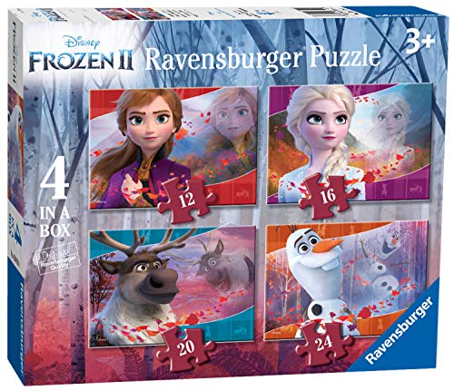Ravensburger disney frozen 2 - 4 in box (12, 16, 20, 24 pieces) jigsaw puzzles for kids age 3 years up