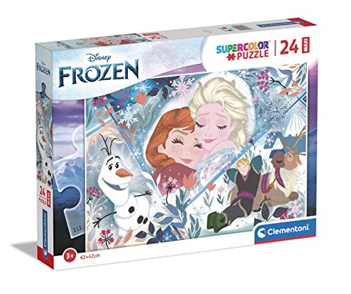 Clementoni 24224 frozen 2 supercolor 2-24 maxi pieces-made in italy, 3 years old children’s, disney, cartoon puzzles, multicolour, medium