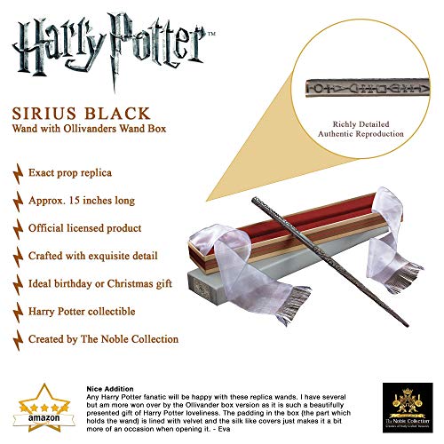 The Noble Collection Sirius Black Wand in Ollivanders Box 15.5 inch Sirius Black Wand With Original Ollivanders Wand Box - Harry Potter Film Set Movie Props Wands