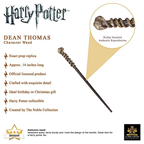 The Noble Collection - Dean Thomas Character Wand - 14in (35cm) Wizarding World Wand With Name Tag - Harry Potter Film Set Movie Props Wands